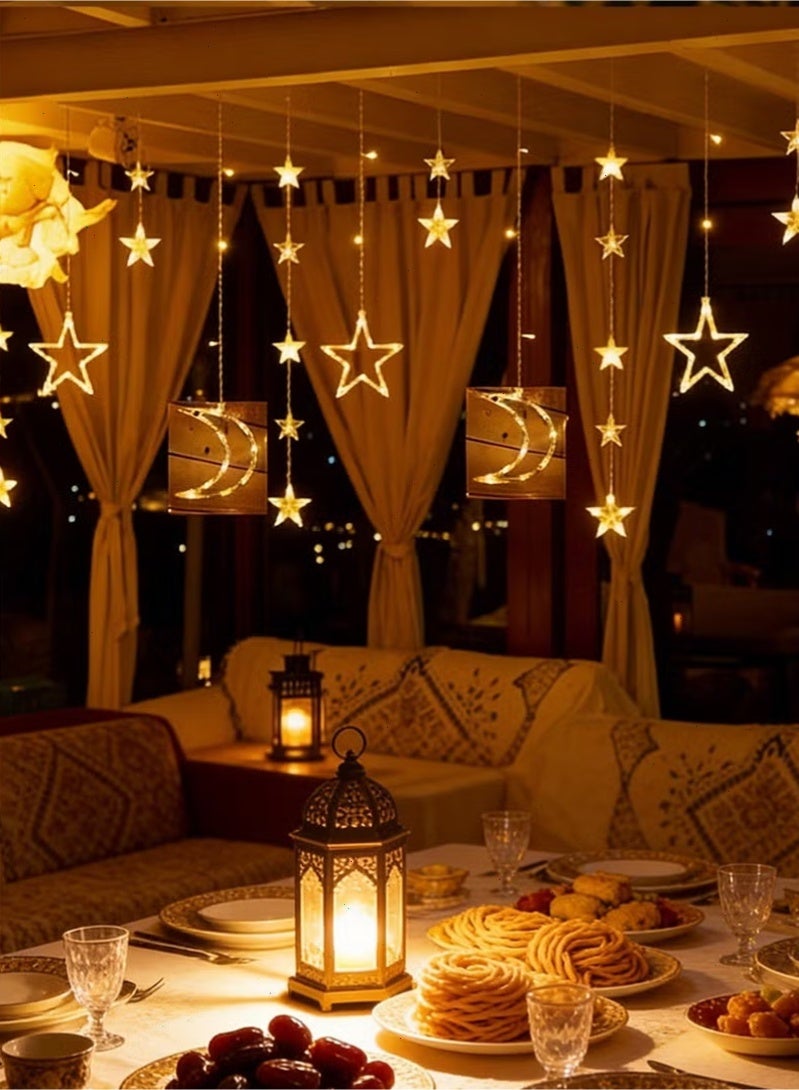 توبيتش أضواء رمضانية متلألئة، أضواء نجوم وقمر مع جهاز تحكم عن بعد وحافظة بطارية، أضواء زينة بيضاء دافئة لزينة رمضان - Image 2